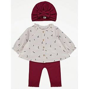 White & Red Blouse Leggings and Hat Outfit