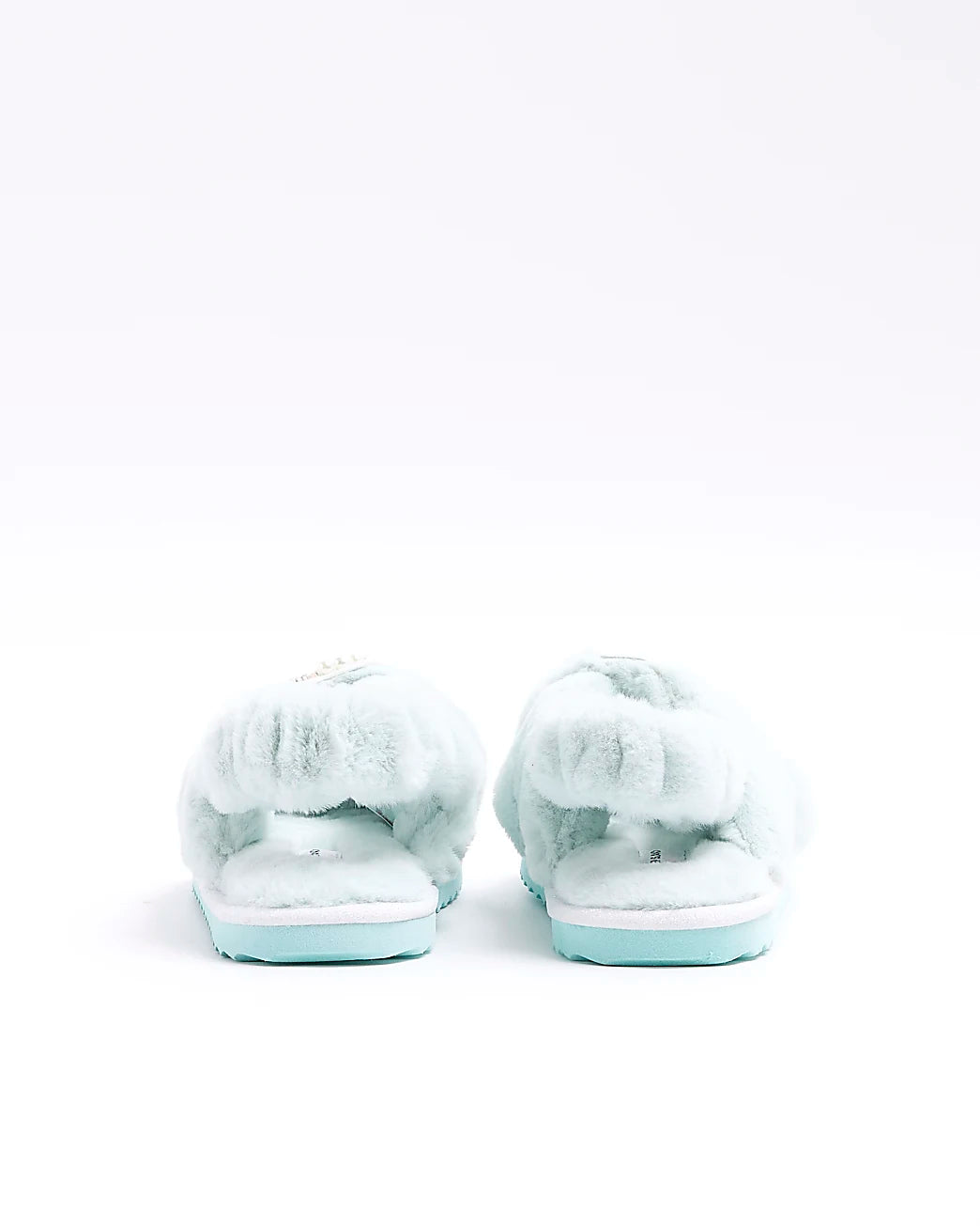 Girls Green Faux Fur Embellished Slippers
