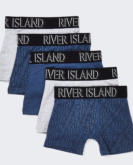 Mini Boys Navy Monogram Boxers 5 Pack