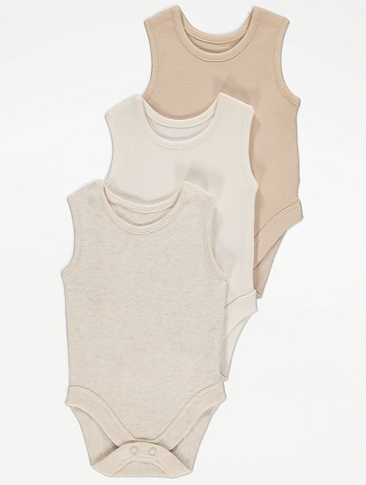 Beige Sleeveless Bodysuits 3 Pack