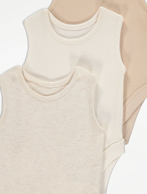 Beige Sleeveless Bodysuits 3 Pack