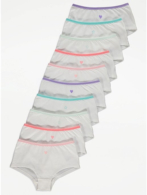 Assorted Rainbow Shape Print Short Knickers 10 Pack