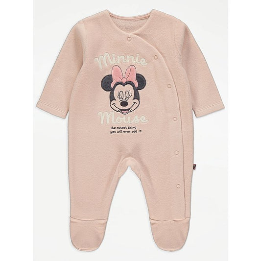Disney Minnie Mouse Character Print Fleece Sleepsuit