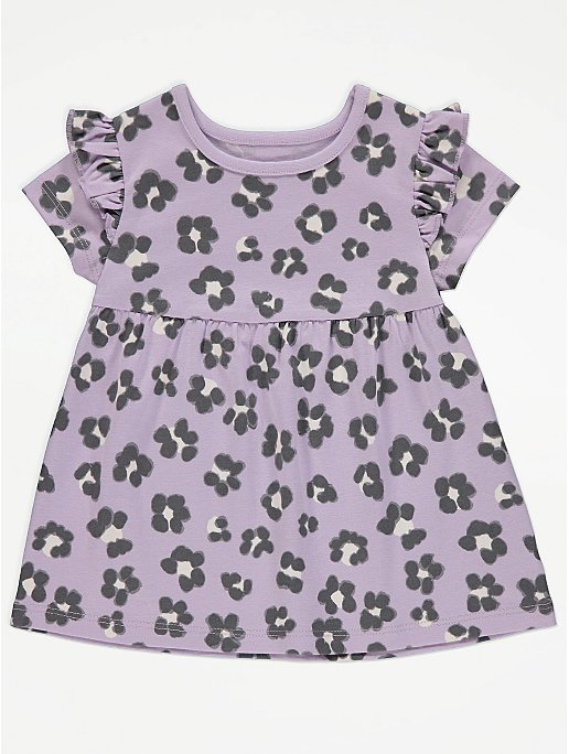 Lilac Animal Print Frill Dress