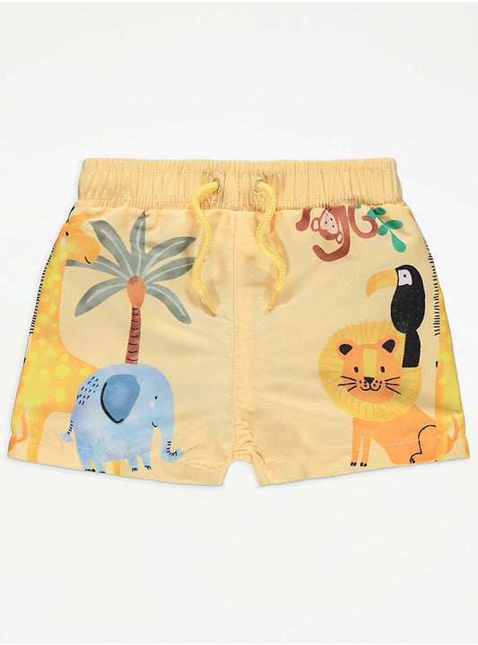 Yellow Safari Animal Swim Shorts