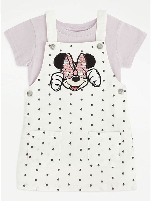 Disney Minnie Mouse Spot Pinafore Dress and T-Shirt Outfit