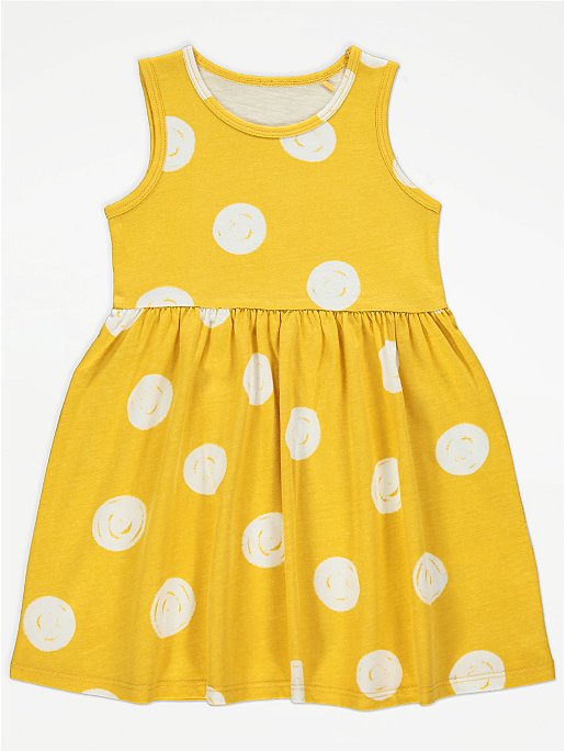 Yellow Spot Print Sleeveless Dress