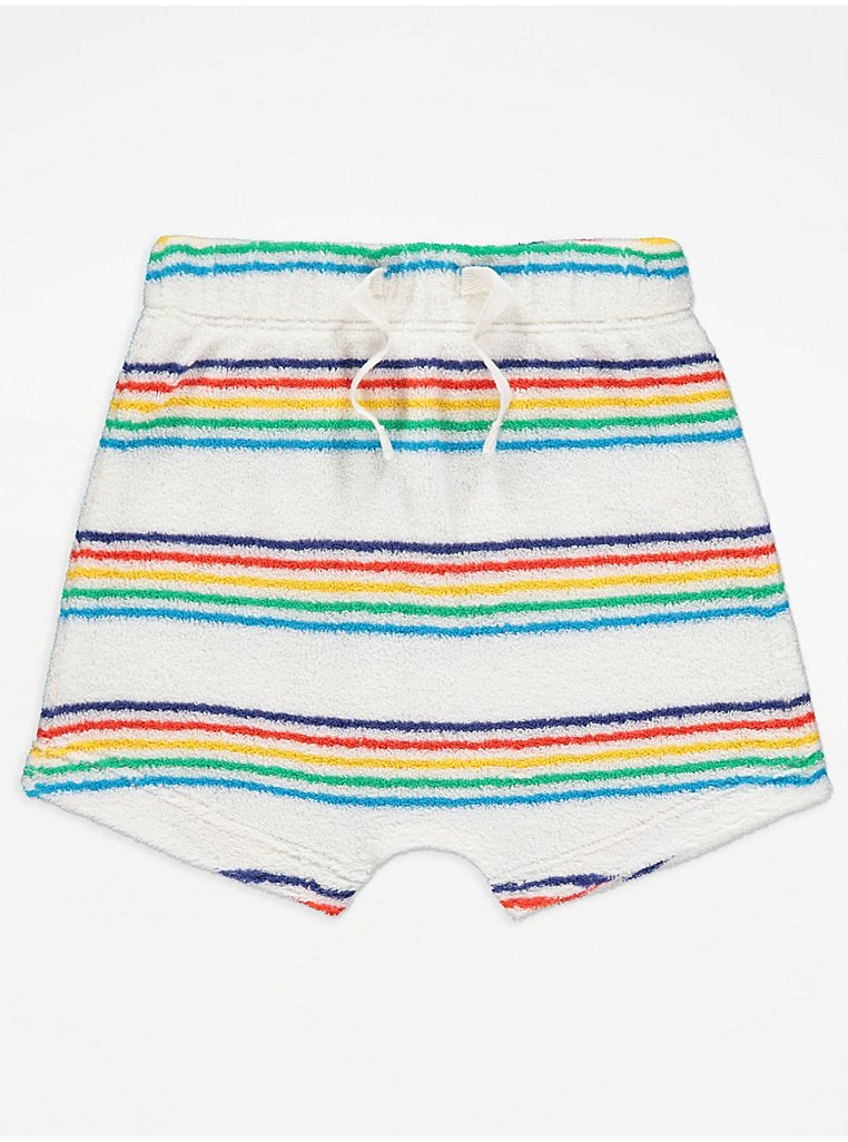 Rainbow Striped Towelling T-Shirt and Shorts Outfit