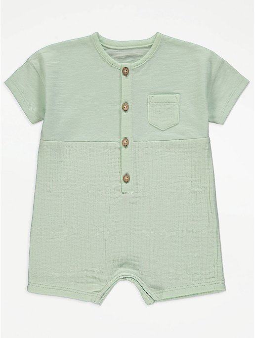 Green Button Up Jersey All In One