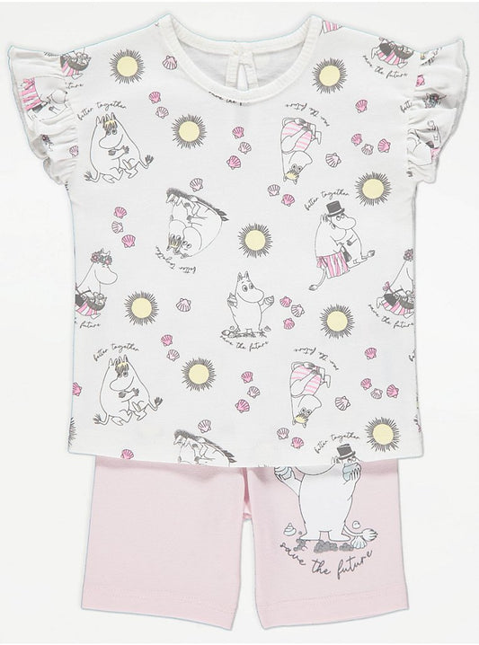 Moomin White Frill Top and Cycle Shorts Outfit