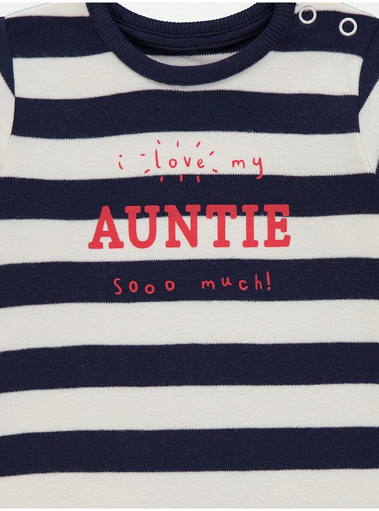 Navy Striped I Love My Auntie Sleepsuit