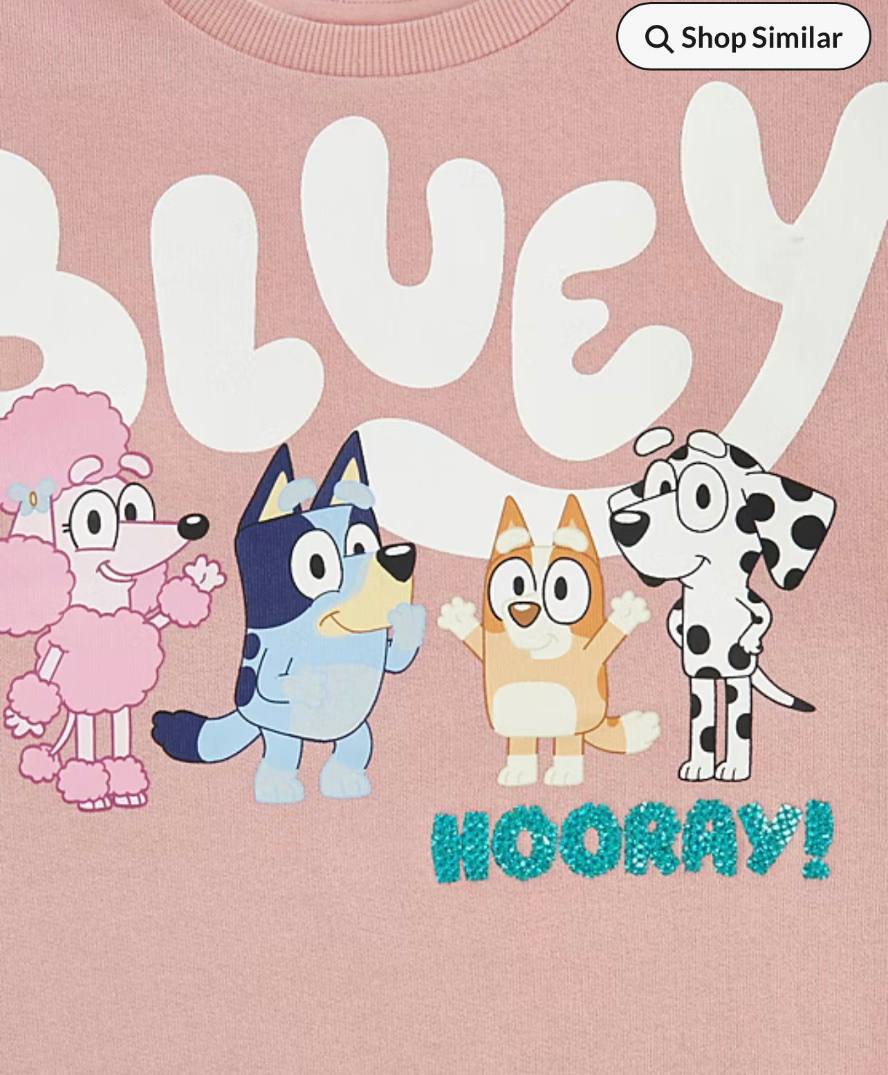 Bluey Pink Character Hooray Sequin Sweatshirt