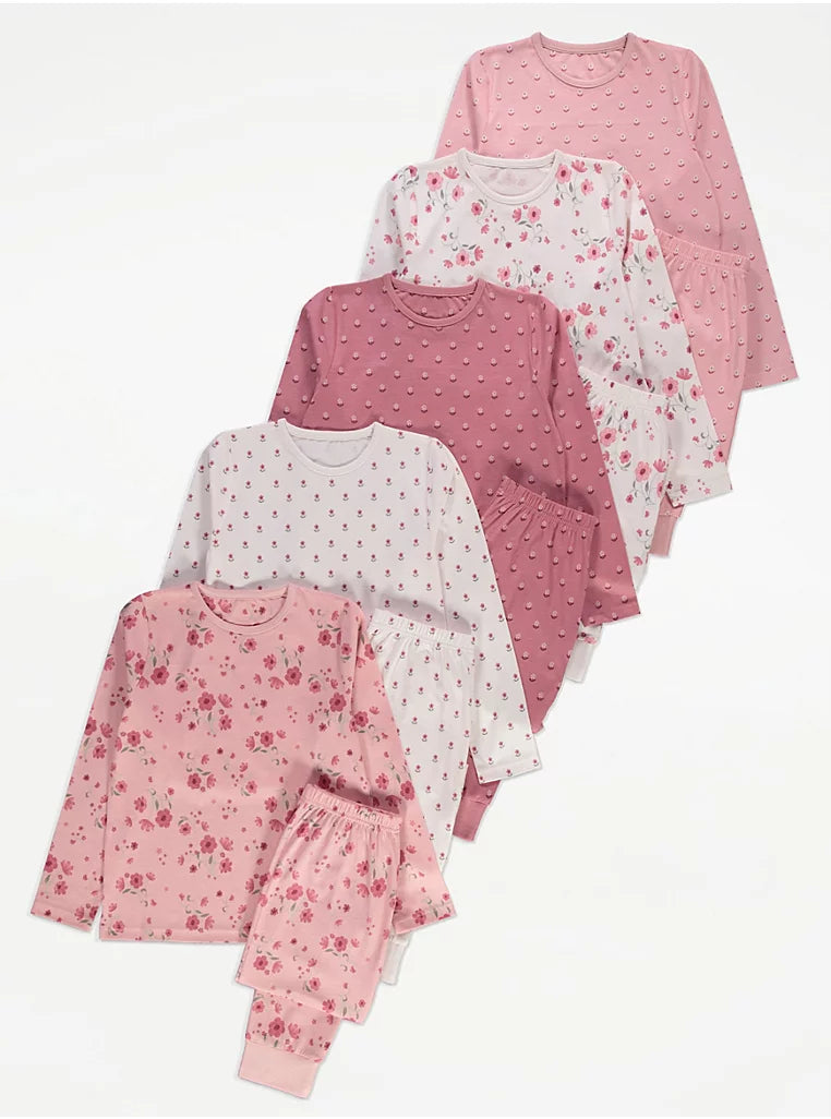 Vintage Floral Long Sleeve Pyjamas 5 Pack