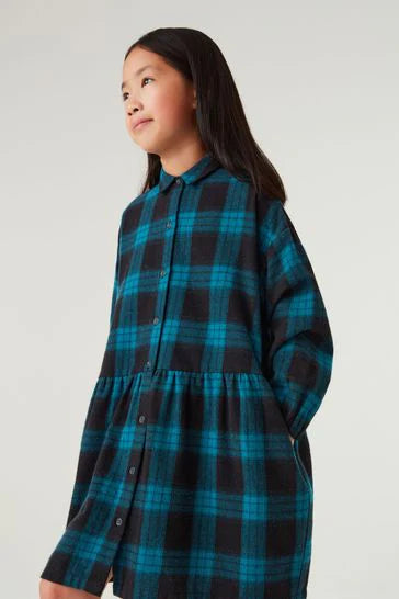 Teal Cord Check Dress