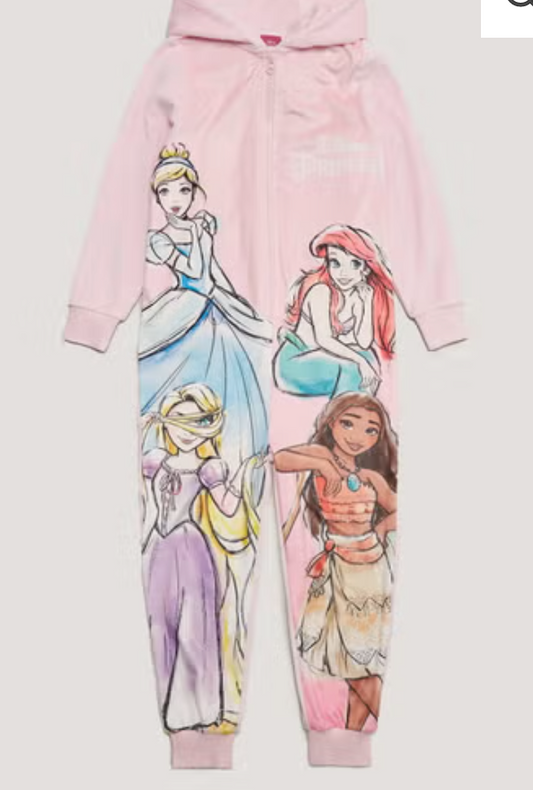 Girls Pink Disney Princess Fleece Onesie