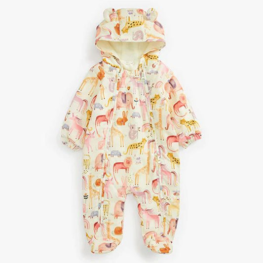 Cream Character Print Baby All-In-One Lightweight Pramsuit