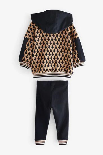Brown Bunny Zip Through Hoodie And Leggings