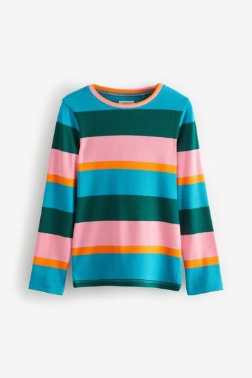 Rainbow Stripe Ribbed Long Sleeve Top
