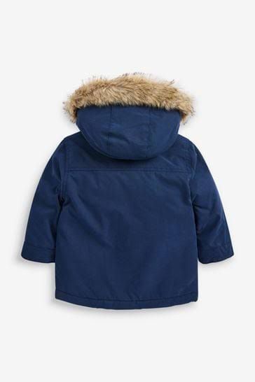 Blue Faux Fur Parka Jacket