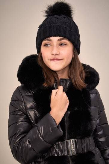 Lipsy Cosy Cable Knit Bobble Hat