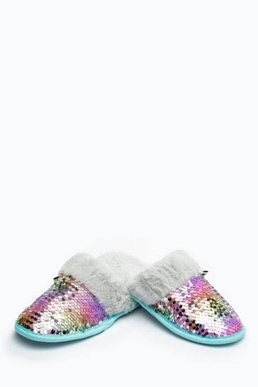 Girls Slip On Sequin Slippers HYPE