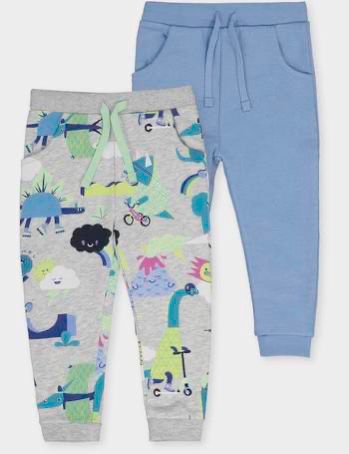 Blue & Grey Dinosaur Print Joggers 2 Pack