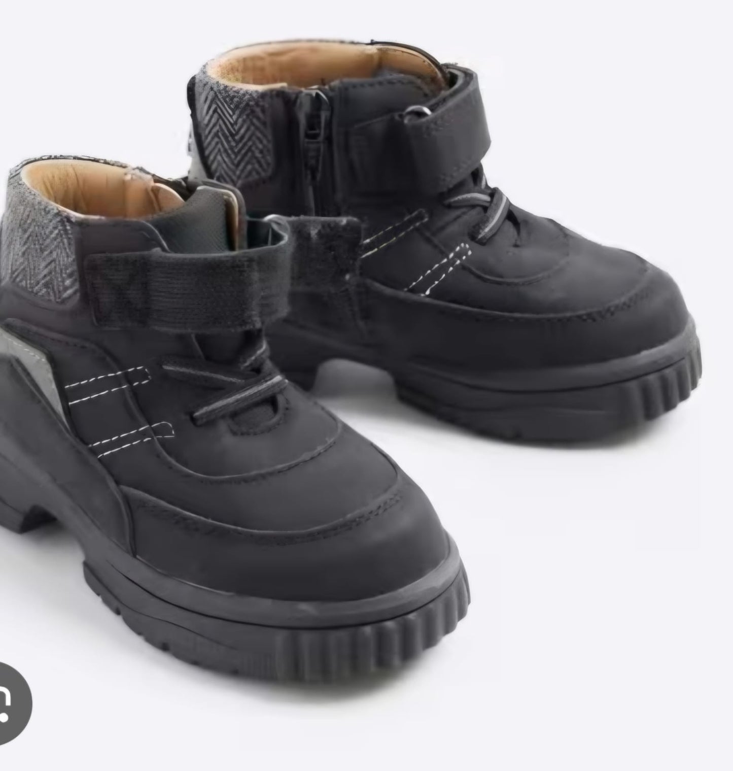 Mini Boys Black Velcro Boots