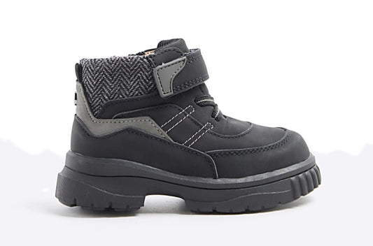 Mini Boys Black Velcro Boots