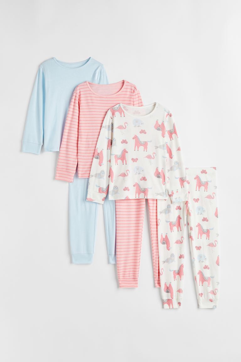 White/Horses 3-pack jersey pyjamas