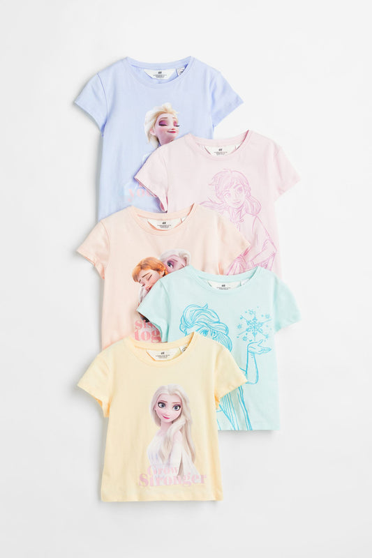 Light yellow/Frozen 5-pack printed jersey tops