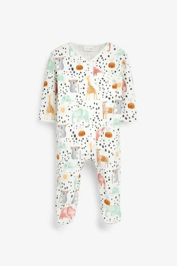 Pastel Safari Fleece Lined Baby Sleepsuit