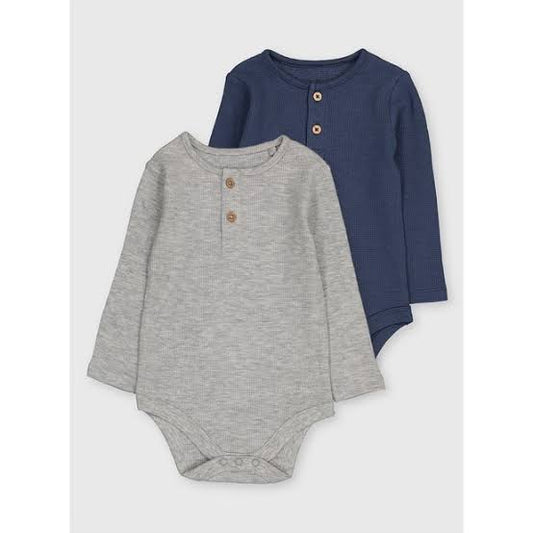Navy & Grey Waffle Bodysuits 2 Pack