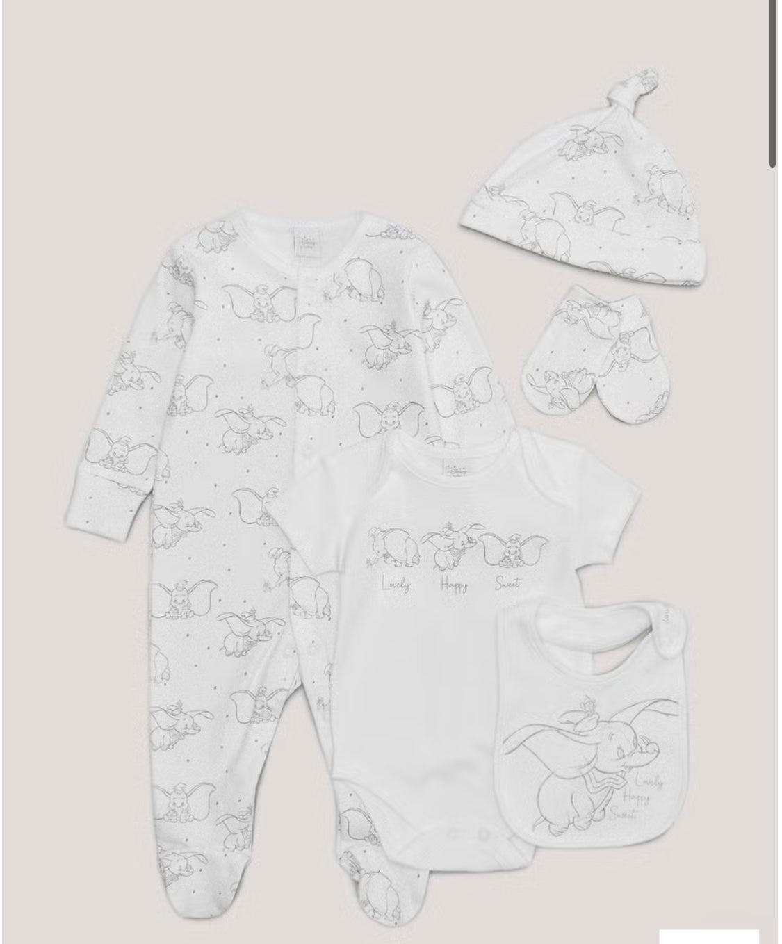 Baby White 5 Piece Dumbo Starter Set