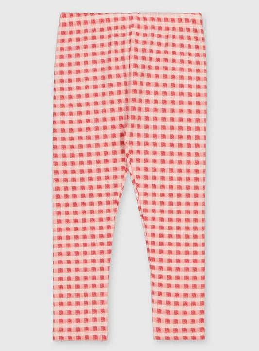Red Gingham Print Jersey Leggings