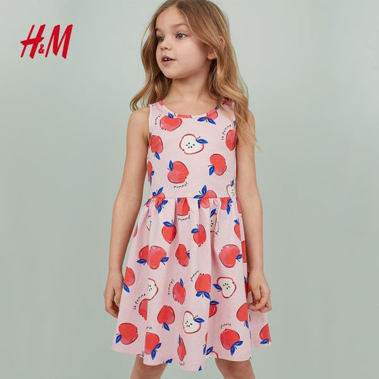 H&M LIGHT PINK APPLES PATTERNED DRESS