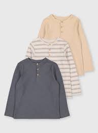 Oatmeal & Stripe Long Sleeve Top 3 Pack