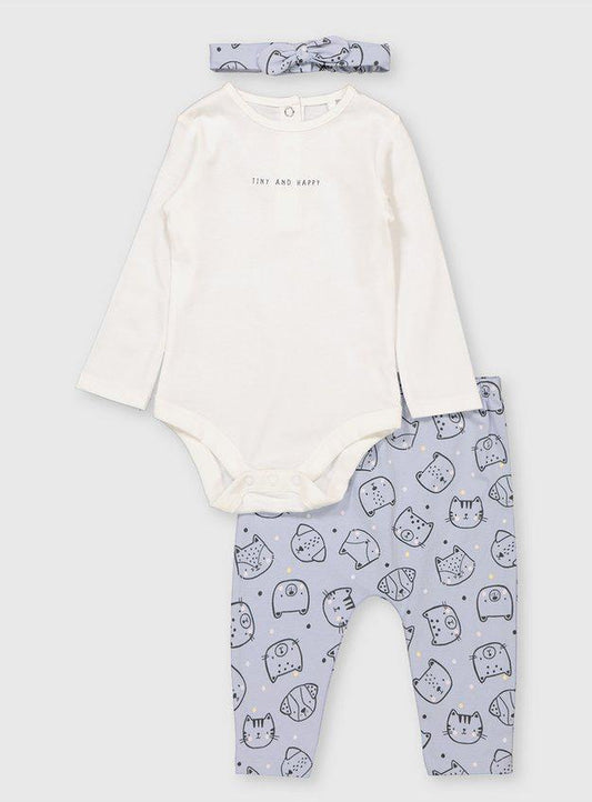 Cat & Dogs Bodysuit, Leggings & Headband