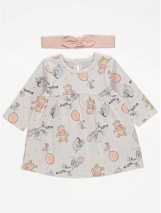Disney Winnie The Pooh Character Print Dress and Headband