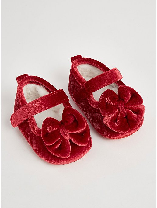 Red Velvet Mary Jane Bow Shoes