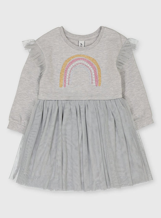 Grey Marl Rainbow Tutu Dress