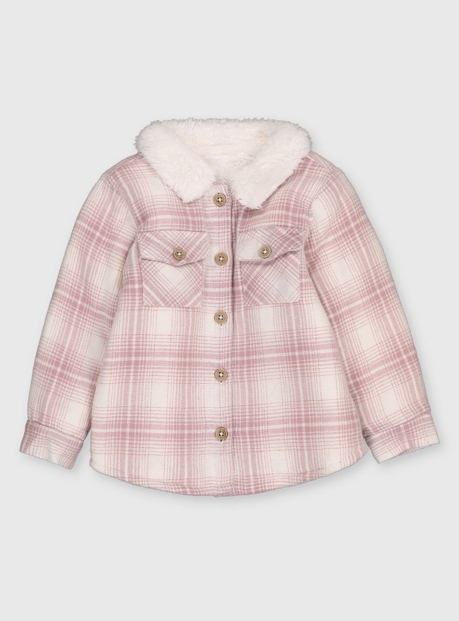 Pink & White Borg Lined Jacket