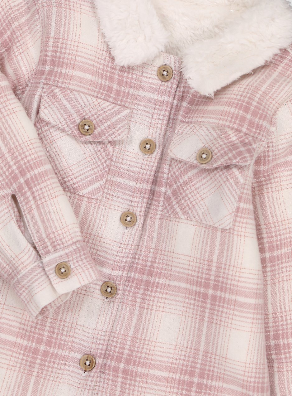 Pink & White Borg Lined Jacket