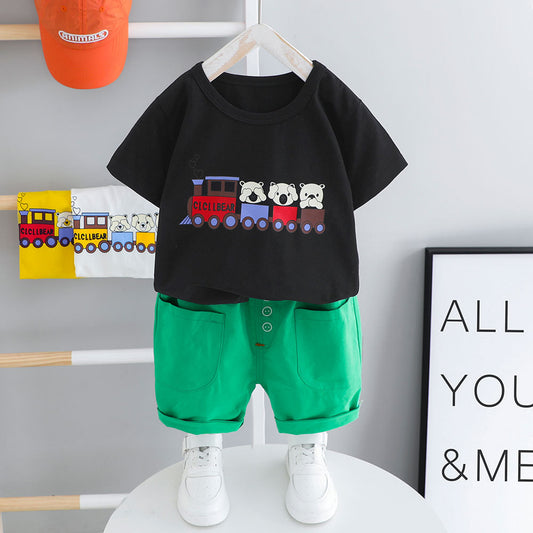 BLACK TRAIN SHIRT & SHORT SET