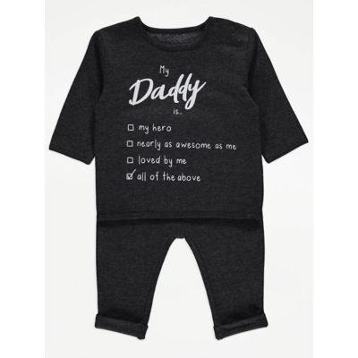 George Charcoal Daddy Slogan Print Top and Joggers Outfit