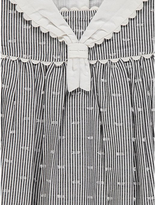 Black and White Sailor Style Romper with Headband