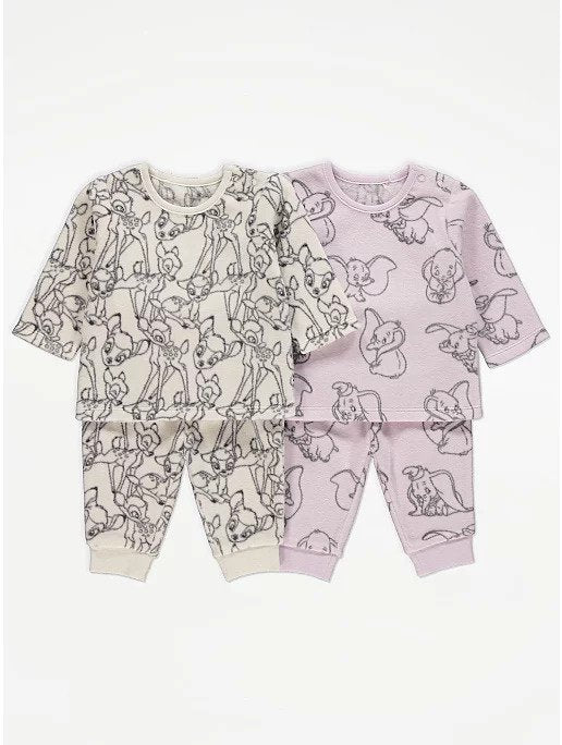 Disney Bambi and Dumbo Fleece Pyjamas 2 Pack