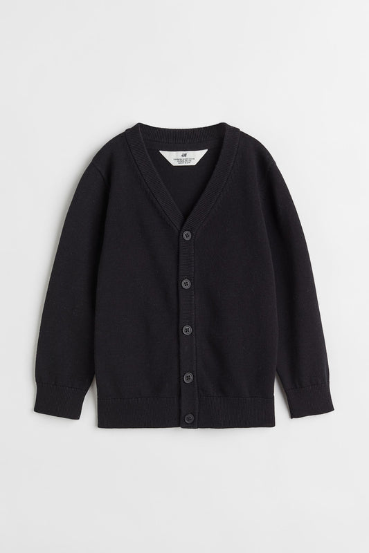 Black Fine-knit cotton cardigan