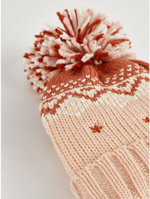 Red Knitted Bobble Hat and Mitten