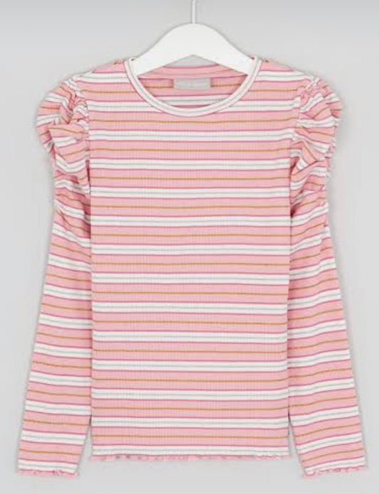 Stripes Ruffled sleeves Top