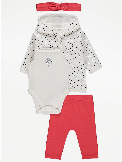 Red Polka Dot Print 4 Piece Outfit